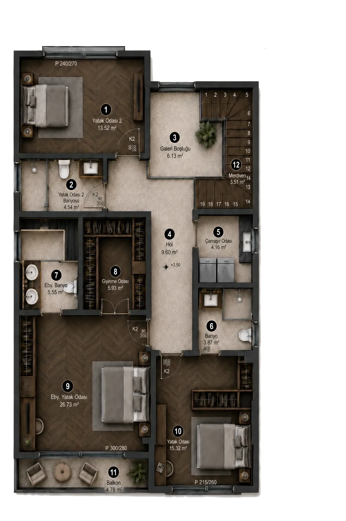 Villa Flora 1. Kat Planı
